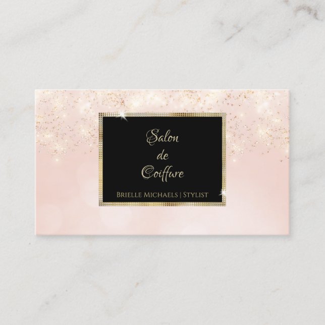 Carte De Visite Parties scintillant rose Glam Elegant Black and Go (Devant)