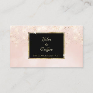 Carte De Visite Parties scintillant rose Glam Élégant salon noir e