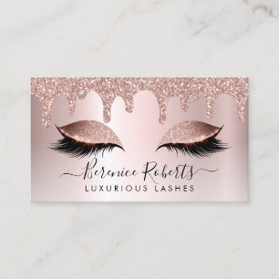 Carte De Visite Parties scintillant rose Gold Blush Rose Lash Exte