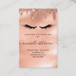 Carte De Visite Parties scintillant Rose Gold Eyelash Extension Cl
