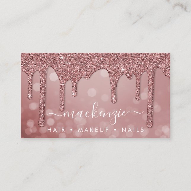 Carte De Visite Parties scintillant Rose Gold Sparkle de luxe Boke (Devant)