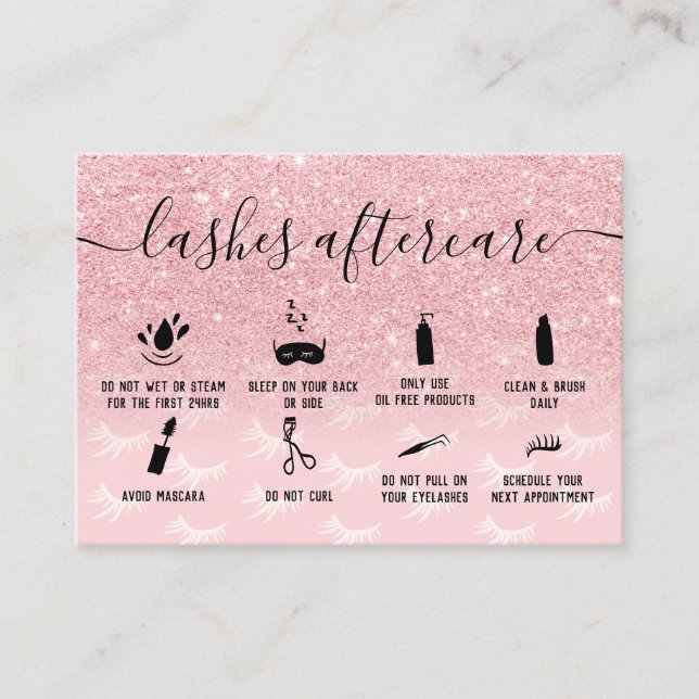 Carte De Visite Parties scintillant rose lashes illustrations (Devant)