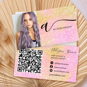 Carte De Visite Parties scintillant rose maquillage cheveux photo 