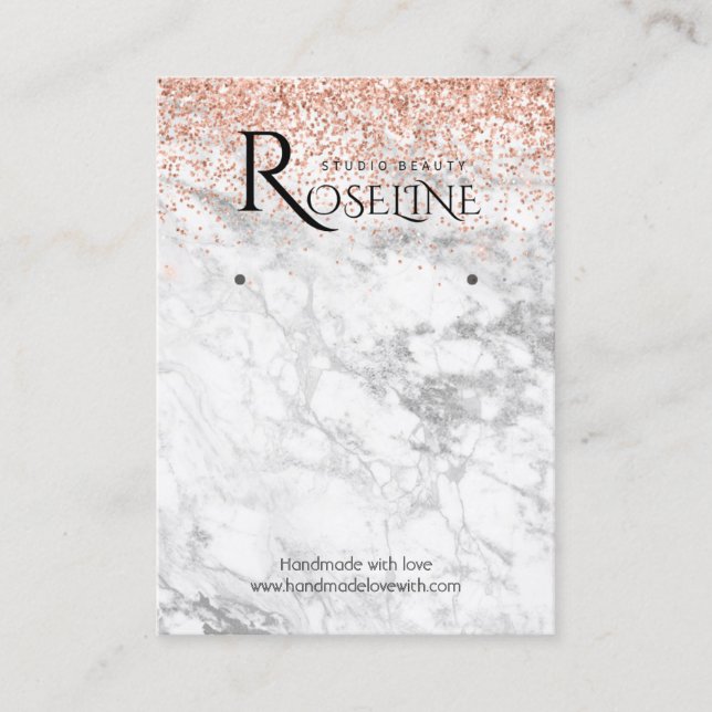 Carte De Visite Parties scintillant rose marbre blanc Logo Écran d (Devant)