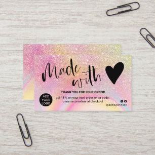Carte De Visite Parties scintillant rose marbre merci fait avec am