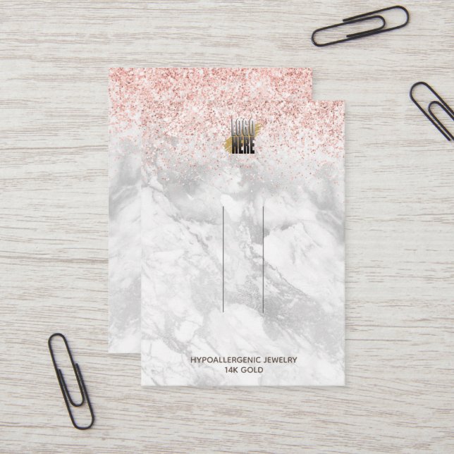 Carte De Visite Parties scintillant rose Marbre Votre Logo Clip Éc (Devant/Arrière en situation)