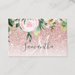 Carte De Visite Parties scintillant rose moderne & Fleurs Étincell