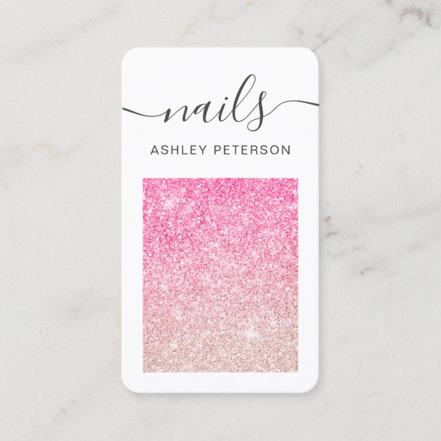 Carte De Visite parties scintillant rose moderne ombre script du t (Devant)