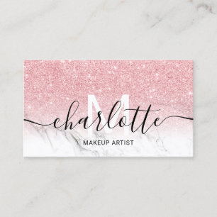 Carte De Visite Parties scintillant rose ombre marbre nom maquilla