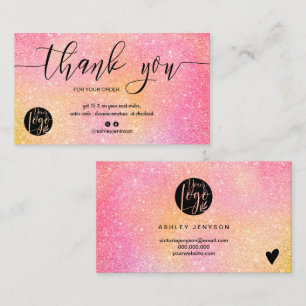 Carte De Visite Parties scintillant rose ombre script logo command