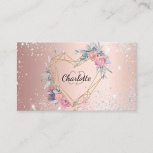 Carte De Visite parties scintillant rose or argent maquillage flo
