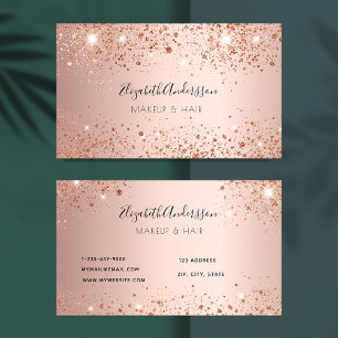 Carte De Visite parties scintillant rose or de maquillage cheveux