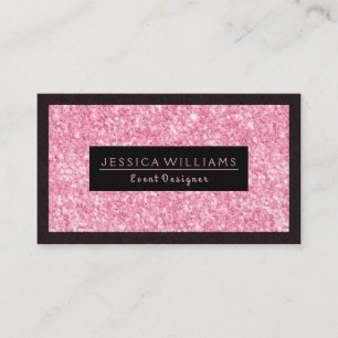 Carte De Visite Parties scintillant rose pâle Imprimer Accent noir