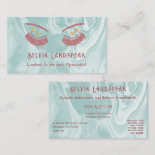 Carte De Visite Parties scintillant rose tuliane et marbre Turquoi