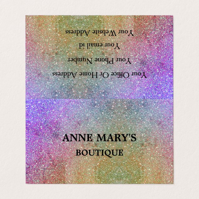 Carte De Visite Parties scintillant rose violet or Glam Coiffeur S (Extérieur déplié)