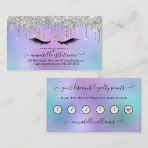 Carte De Visite Parties scintillant Silver Eyelash Extension Fidél
