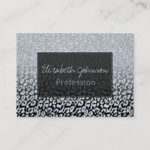Carte De Visite Parties scintillant Silver tendance & Leopard Ombr