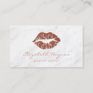 Carte De Visite Parties scintillant tendance Rose Gold Lips Marble