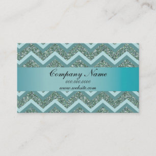 Carte De Visite Parties scintillant turquoise Calendrier Zigzag Po