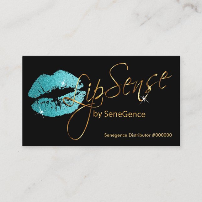Carte De Visite Parties scintillant turquoise et lèvres Gold (Devant)