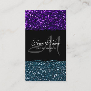 Carte De Visite Parties scintillant turquoise et violette