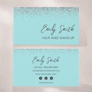 Carte De Visite Parties scintillant Turquoise Girly Aqua Blue