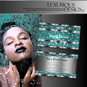 Carte De Visite Parties scintillant Turquoise Glamour Étoiles Ét