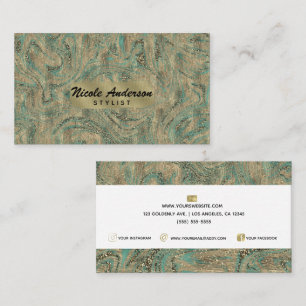 Carte De Visite Parties scintillant Turquoise Gold & Minty Style L