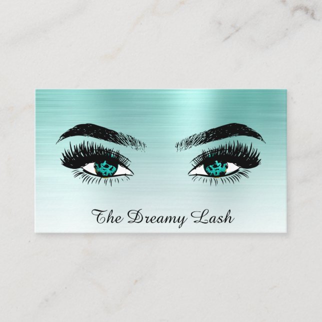 Carte De Visite *~* Parties scintillant TURQUOISE Lashes QR Brows  (Devant)