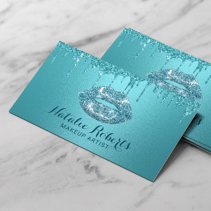 Carte De Visite Parties scintillant Turquoise Lèvres Maquillage Ar