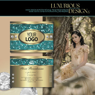 Carte De Visite Parties scintillant Turquoise or Étoiles lumineus