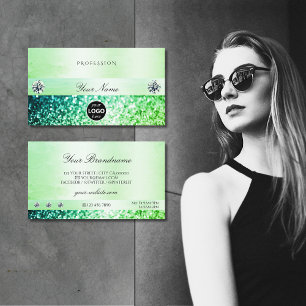 Carte De Visite Parties scintillant Turquoise verte chatoyante ave