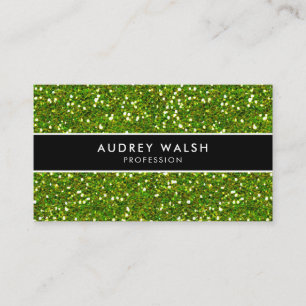 Carte De Visite Parties scintillant Verte Glam brillant noir rayé