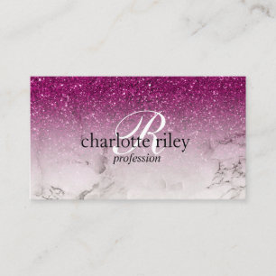 Carte De Visite Parties scintillant violet Ombre Monogramme Marbre
