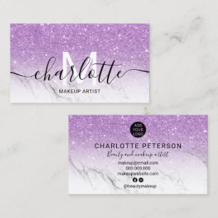 Carte De Visite Parties scintillant violet ombre nom maquillage lo