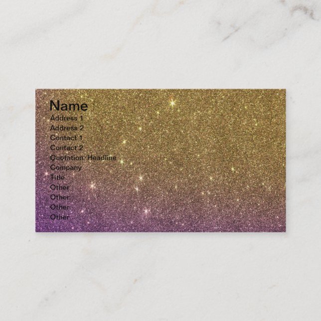 Carte De Visite Parties scintillantes à la mode Girly de gradient (Devant)