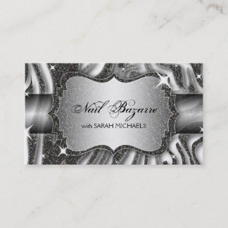 Carte De Visite Parties scintillantes d'impression de zèbre de