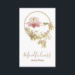 Carte De Visite Parties scintillantes d'or de Mindfulness de<br><div class="desc">* Conception de CARTES DE VISITE de parties scintillantes d'or de Lotus de Mindfulness de méditation de yoga. * Cette conception féminine est sur un arrière - plan blanc et inclut un lotus, la feuille et un cadre de cercle d'or. Cette conception verticale métaphysique spirituelle de nouvel âge de Mindfulness...</div>