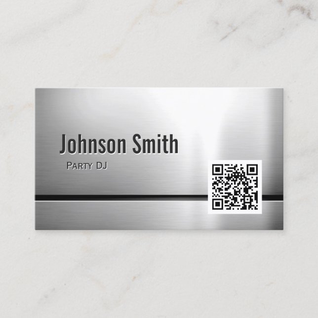 Carte De Visite Party DJ - Stainless Steel QR Code (Devant)