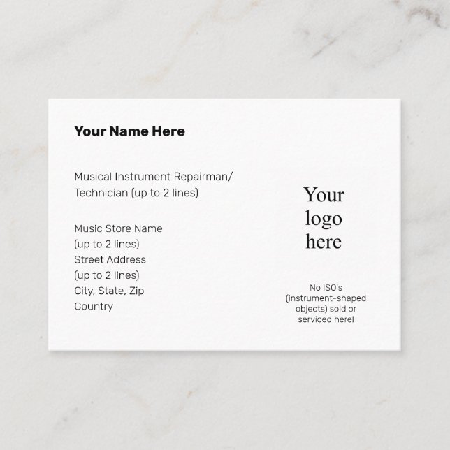 Carte De Visite Pas D'Objets En Forme D'Instrument Mty. Logo (Devant)