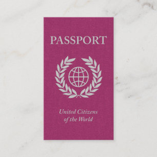Carte De Visite passeport rose avec liens vers les médias sociaux