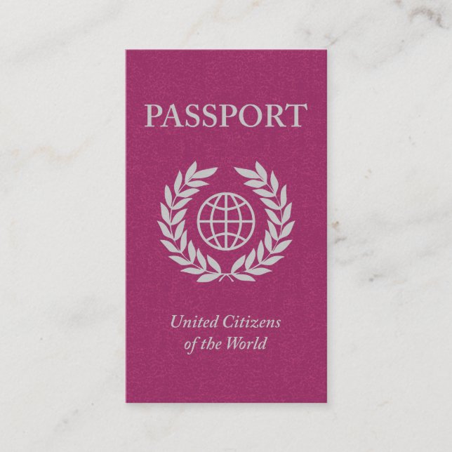 Carte De Visite passeport rose avec liens vers les médias sociaux (Devant)