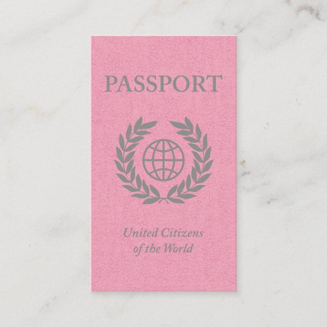 Carte De Visite passeport rose avec liens vers les médias sociaux (Devant)