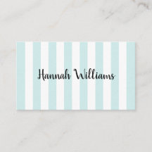 Carte de visite Pastel Aqua et Rayures Blanches