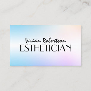 Carte De Visite Pastel bleu violet métallisé faux esthéticienne