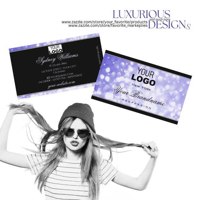 Carte De Visite Pastel Blue Parties scintillant Étoiles étincelant (Créateur téléchargé)