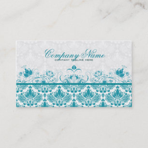 Carte De Visite Pastel Blue Vintage Orante Floral Damas Motif