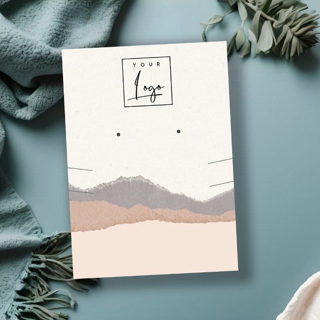 Carte De Visite Pastel Blush Kraft Mountain Wave Earring Collier (Créateur téléchargé)