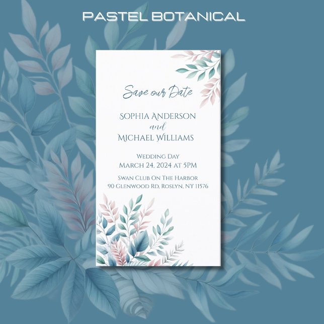 Carte De Visite Pastel Botanical Mariage-Enregistrer la date- (Pastel Botanical-Wedding Save the Date
)