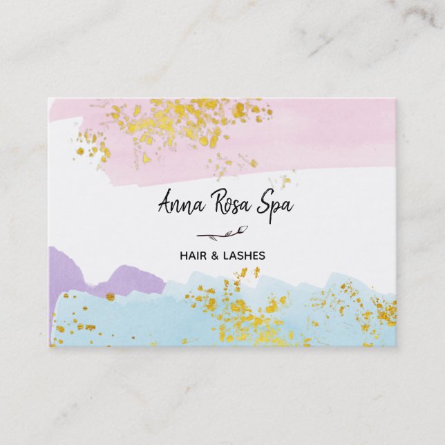 Carte De Visite *~* Pastel Brush Gold Parties scintillant Rose Bud (Devant)
